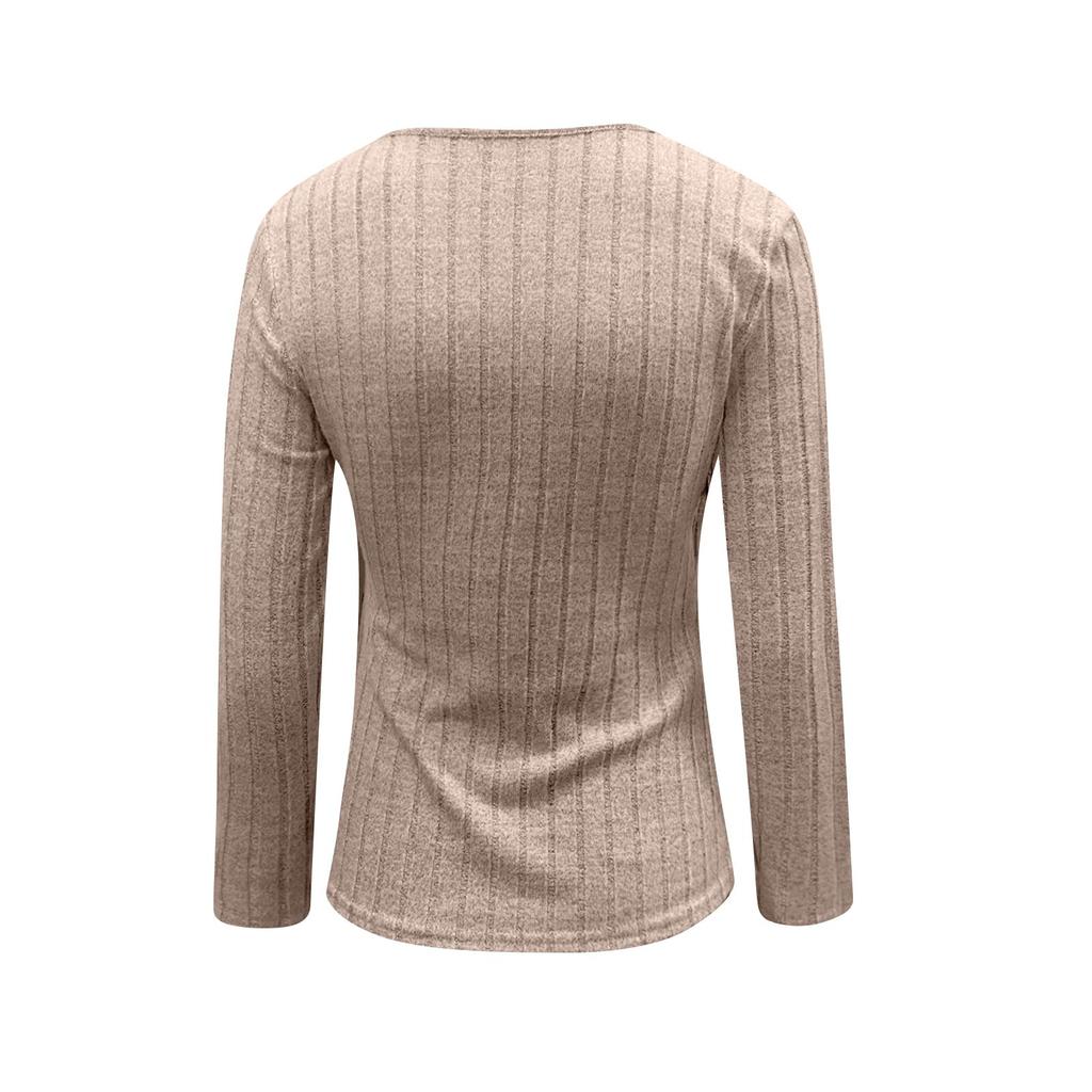 Women's Fashion Casual Long-Sleeve V-Neck -Color Pullover Knit Top