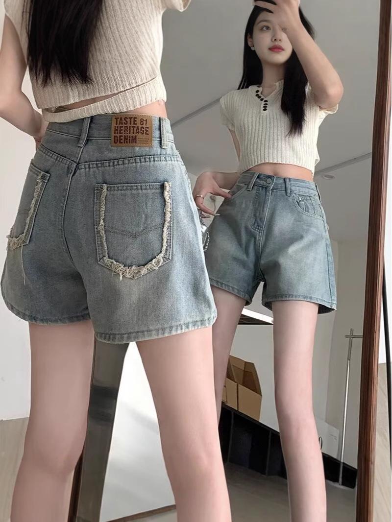 

Hong Kong Style Blue High-Waisted Women s Plus-Size Wide-Leg Shorts Small