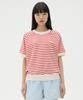 Oioi Collection Striped Oversized Waffle T-Shirt [Red]