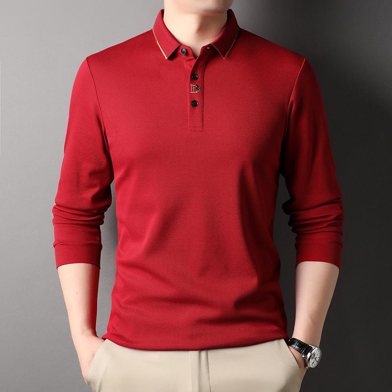 

Весенне-осенняя мужская футболка с длинными рукавами и лацканами для молодежи и среднего возраста, повседневная рубашка-поло свободного покроя, модная мужская одежда XXXXL