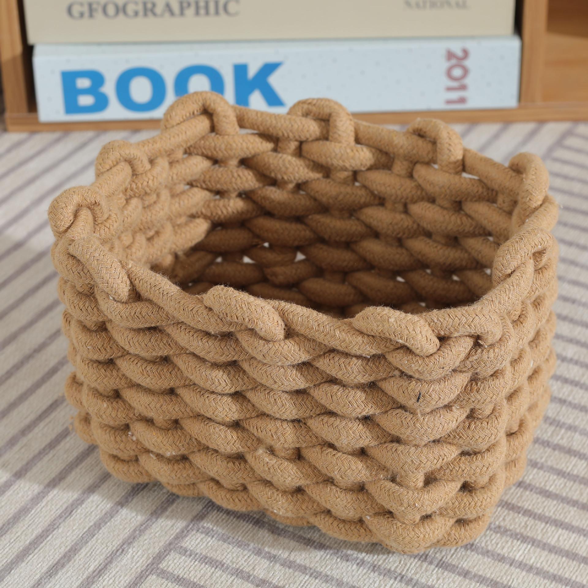 Ручная работа Хлопковая веревка Хранение Мелочи Одежда Косметика Органайзер Книга Игрушка Настольные хранилища Скандинавский стиль Домашний декор коричневый 1290₽