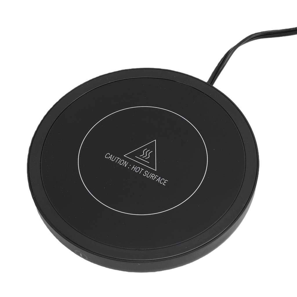 Electric Cup Warmer Round Shape Black Automatic Temperature Control Desktop Electric Mug Warmer