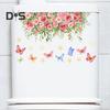 Colorful Flower Butterfly Toilet Sticker Removable Self-adhesive Waterproof PVC Living Room Bathroom Wall Art Floral Toilet Lid Decoration Decal