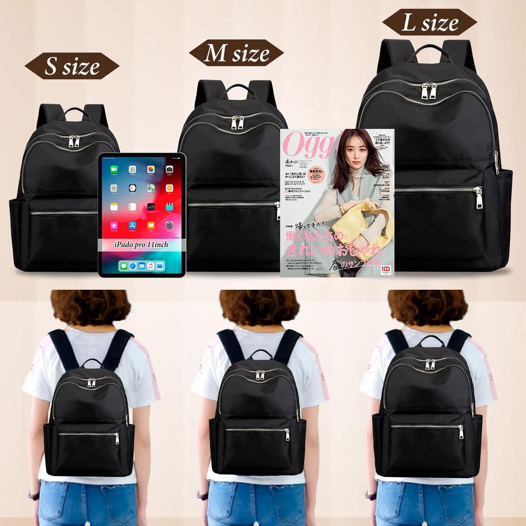 fortulux A4 Large for Commuting and Black Size Women's Backpack, Size, Lightweight, Capacity, Waterproof, Travel, (Black, M)