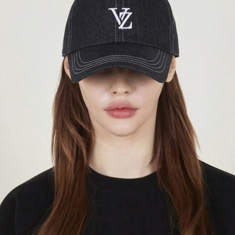 

VARZAR 3D Monogram Stitch Overfit Ball Cap Black Denim FREE