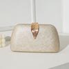 Classic Pu Evening Bag With Metal Leaf Lid And Structured Design For Party Wear