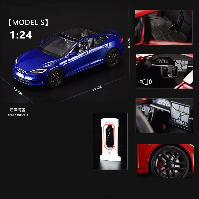 1:24 Model X Model Y Tesla Model 3 Alloy Die Cast Toy Car Model Sound and Light Children's Toy Collectibles Birthday Gift