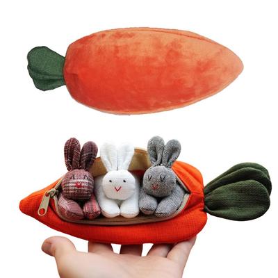 3 Häschen in Karotten-Geldbörse Ostern Niedliche 3D Karotten-Münzbörse mit Reißverschluss Puppenspielzeug Dekoration Brieftasche