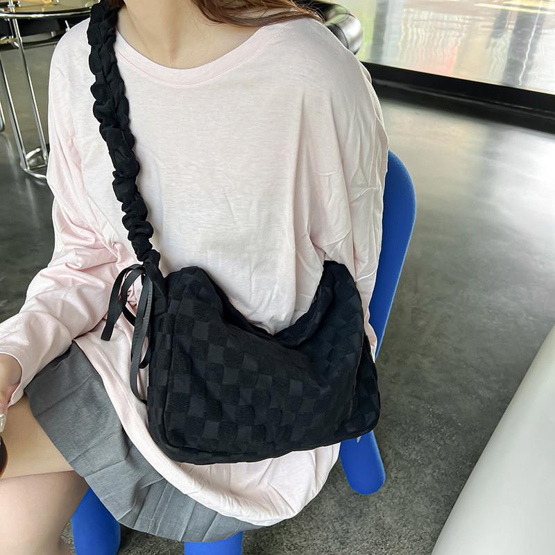 Cotton Girl Sash Bag With Bowknot Closure For Daily Casual Use