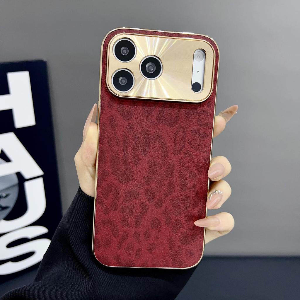 Leopard Print Electroplated iPhone 12/13/14 ProMax Case, Anti-fall Cover