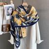 Autumn and winter fashion plant flower print scarf retro flower pattern large shawl warm and cold versatile scarf women