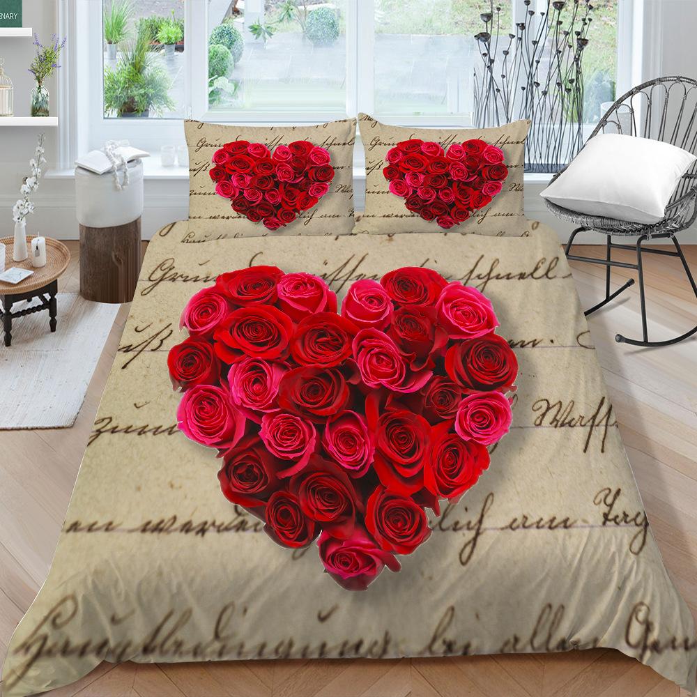 Creative Rose Series Bedding Two Or Three-Piece Set Polyester 3D Digital Printing
