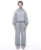 [Set] String Oversized Crop Hoodie + Single-Pleat Wide Pants - Melange