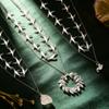 Creative Metal Bird Bead Pendant Necklace for Women Personality Silver Color Pigeon Multi-Layer Stacked Clavicle Chain Jewelry