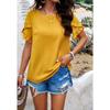 Women's Summer Solid Color Polka Dot Round Neck Short-sleeved Top for Women Shirt