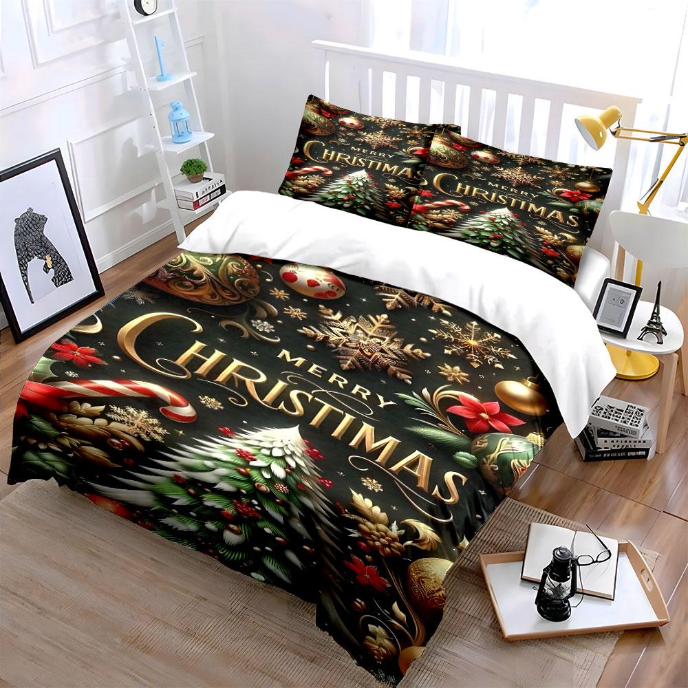 Golden festive elegance Bedding sets Duvet cover sets Duvet covers Pillowcases(1*Duvet Cover 2*Pillowcases without duvet insert)