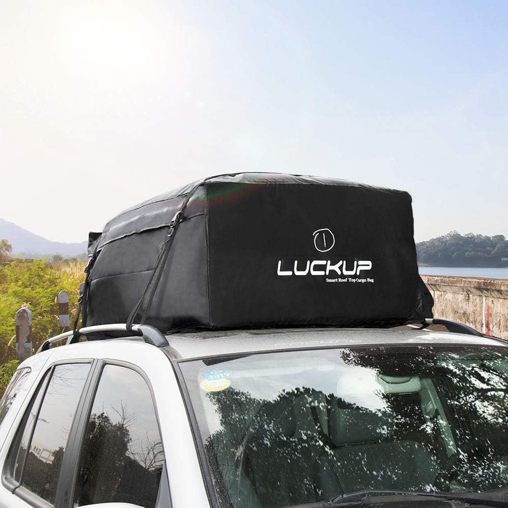 SMONTER Auto-Dachträger-Tasche, Wasserdichte Frachtbox mit PVC-Dachabdeckung, Faltbar für einfache Lagerung, Großes Fassungsvermögen 520L… Schwarz