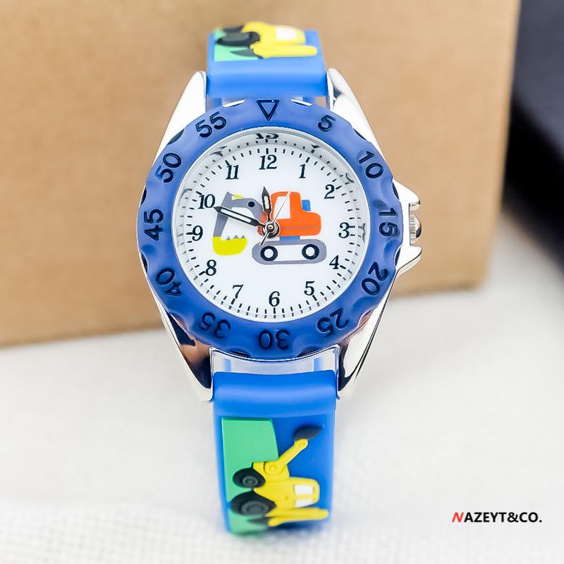 3D Cartoon Excavator Quartz Digital Watch for Kids