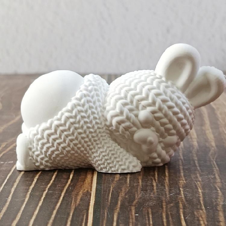 Knitted Rabbit Silicone Candle Molds Easy Demolding Temperature Resistant Silicone Mould for Epoxy Resin Candle Soap