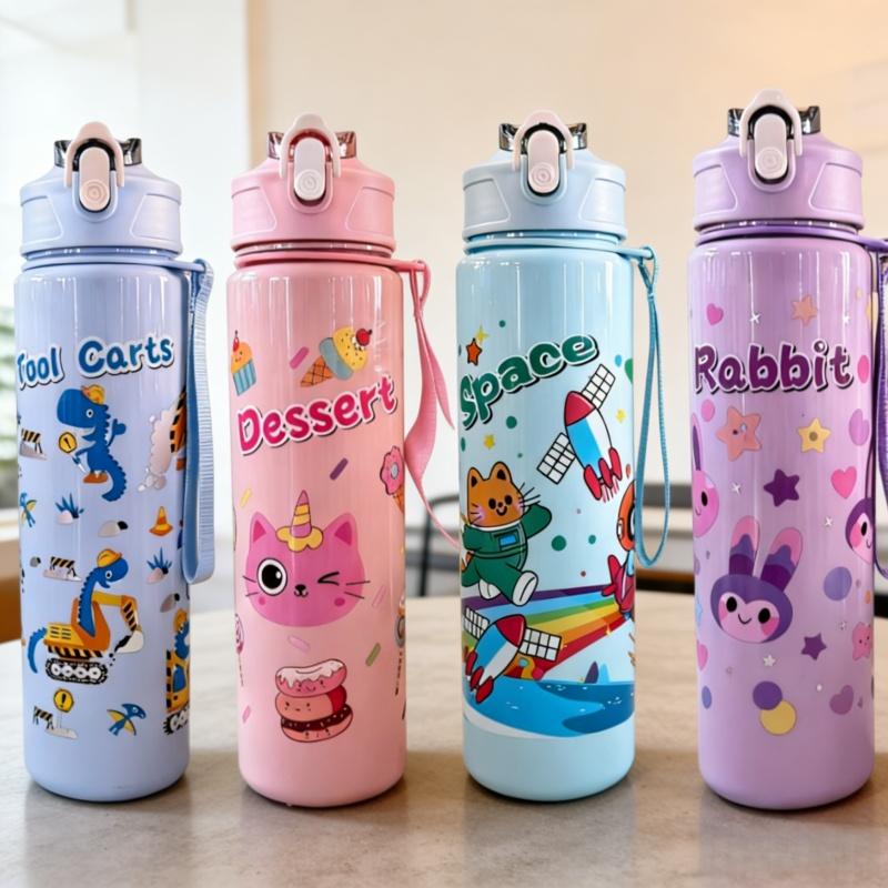 Dinosaur Straw Cup, Large Capacity 750ml, Cute and Portable for Sports and Outdoor Activities, Suitable for Students and Girls