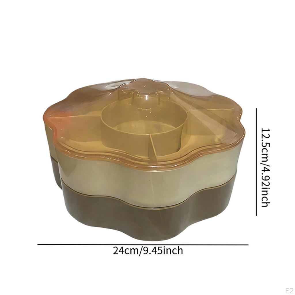 Divided Serving Tray with Lid 2 Layer Multifunctional Appetizer Plate Dried Fruit for Party