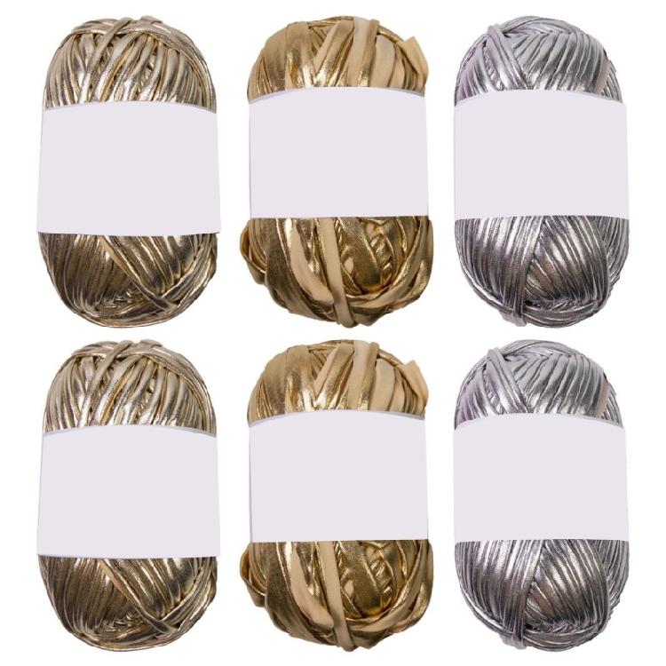 6 Pcs Polyester Yarn Fabric Cloth Knitting Yarn Metallic T-Shirt Yarn for Hand Bag Blanket