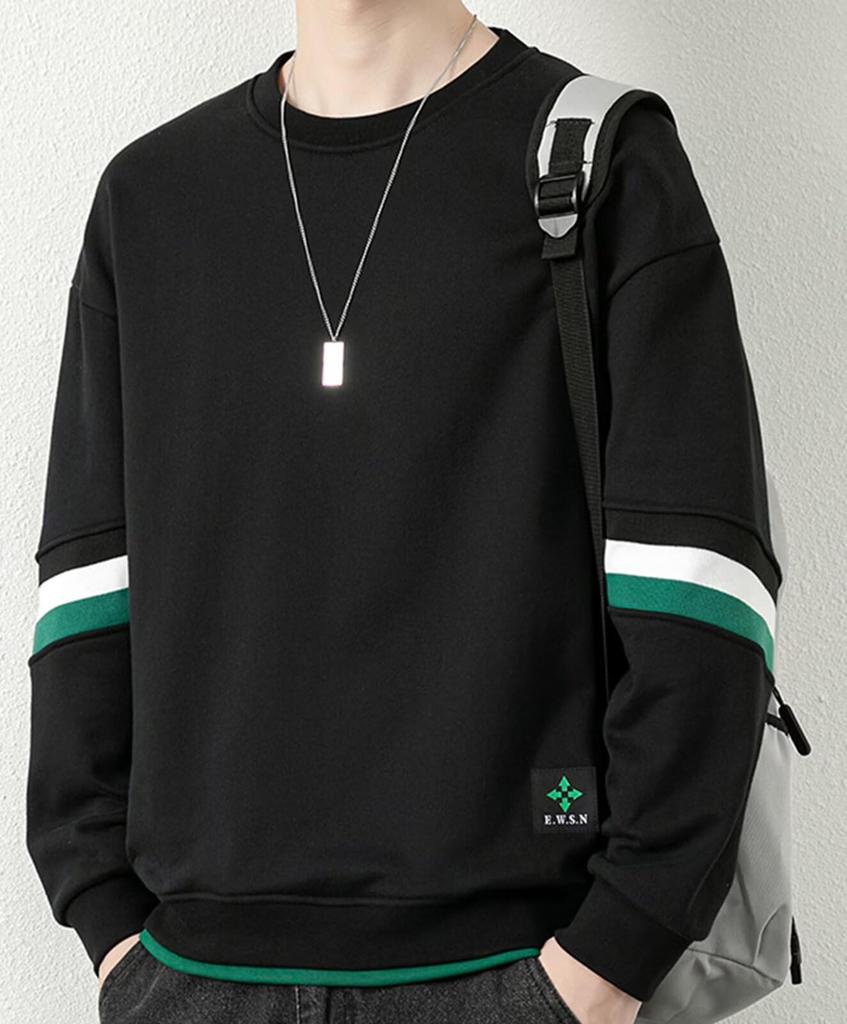 Bligo Long Sleeve Plus Round Layered Logo Long Sleeve Loose Solid Brand Men's Sweatshirt, Size, Neck, Look, Print, Pullover, T-Shirt, Oversized,