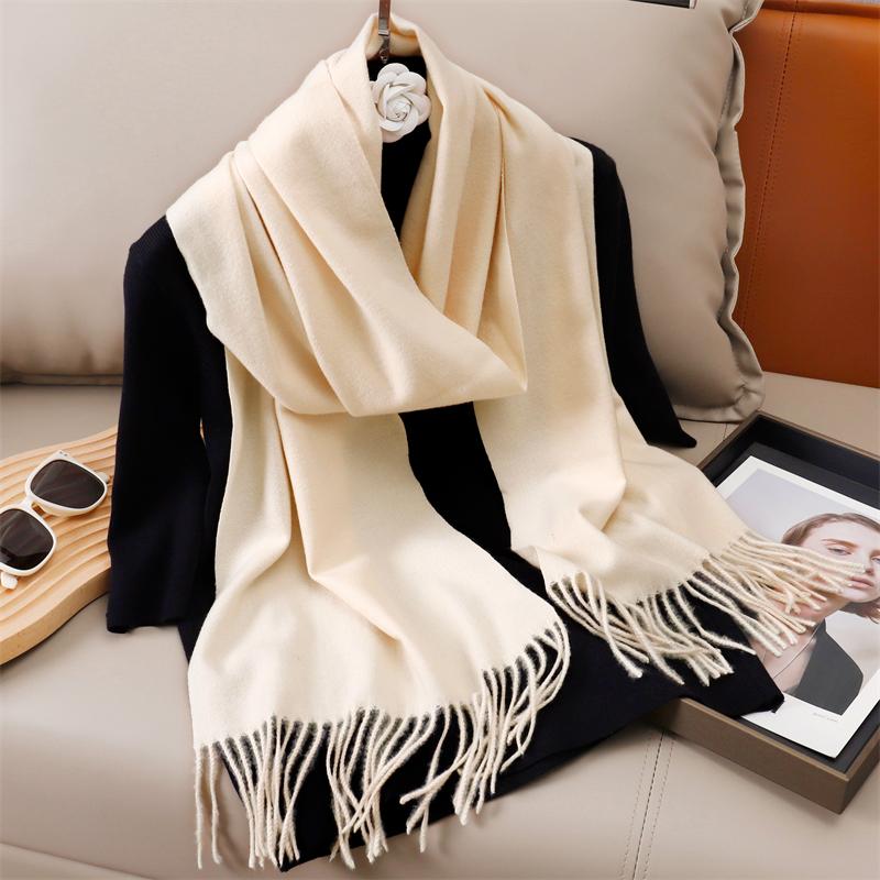 New Winer Warm Cashmere Scarf for Women Fashion Solid Thick Blanket Pashmina Shawl Wrap Female Bufanda Echarpe Foulard
