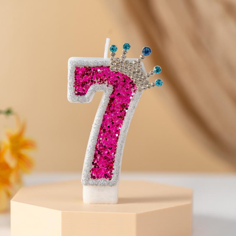 High-end Creative Rose Red Gemstone Crown Number Birthday Candle Cake Party Atmosphere Decoration