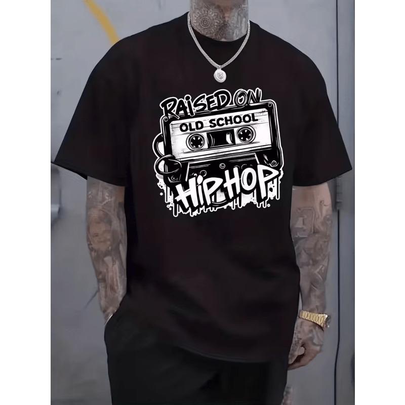 Men'S T-Shirt with Graffiti Letter Patterns, Featuring a Street Style Suitable for Everyday Casual Wear, with a Loose Drop-Shoulder Design