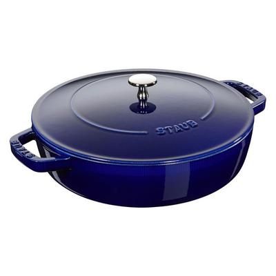 Cast Iron Casserole - STAUB - Round Topper - Blue - 2 Side Handles - Cast Iron Lid