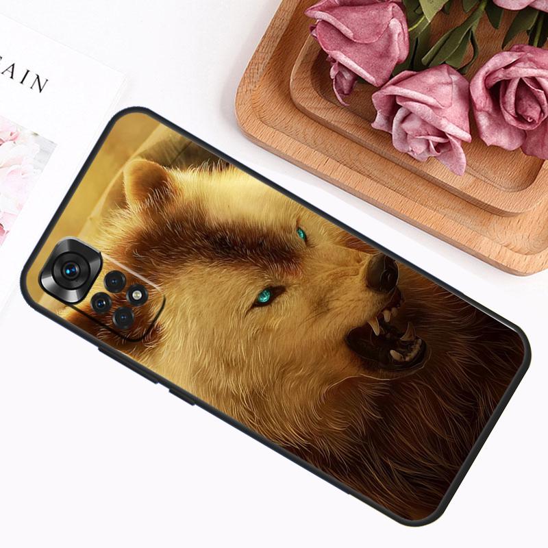 Angry Wolf Case For Xiaomi Redmi Note 14 12 11 9 10 13 Pro 9S 10S 11S 12S Redmi 13C 14C 10C 12C Cover