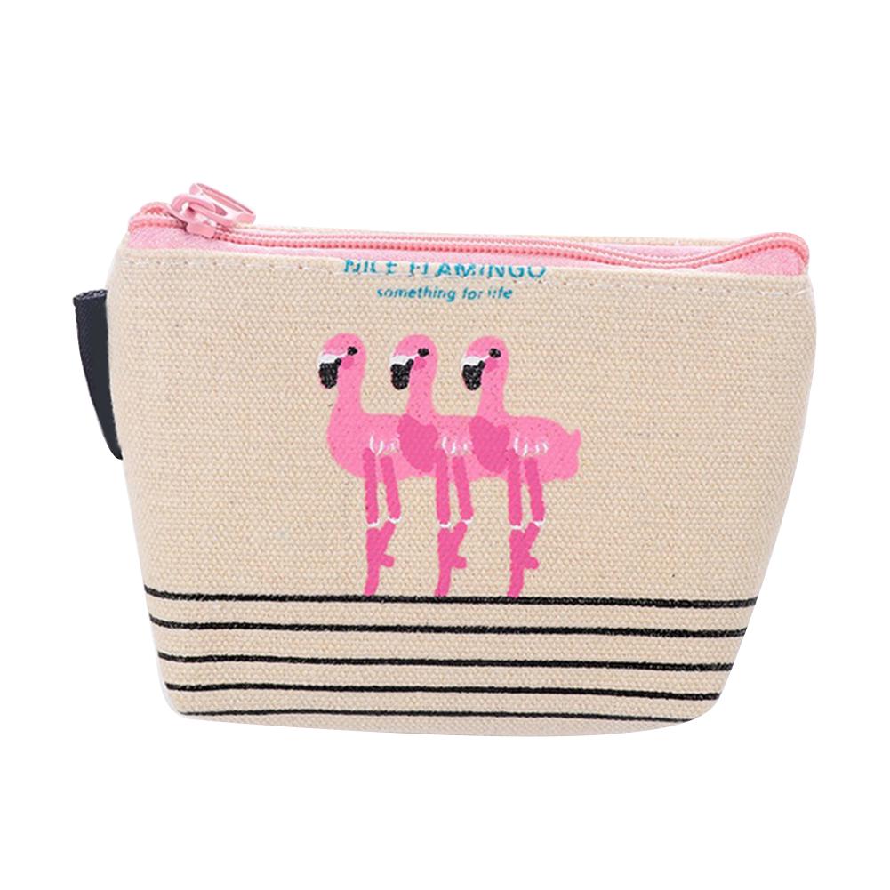 Cute Cartoon Flamingos Coin Purse Canvas Card Holder Cash Zipper Wallet Bag Gift CLE