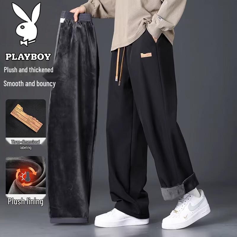 Playboy Men s Fleece Lined Straight Leg Casual Pants M