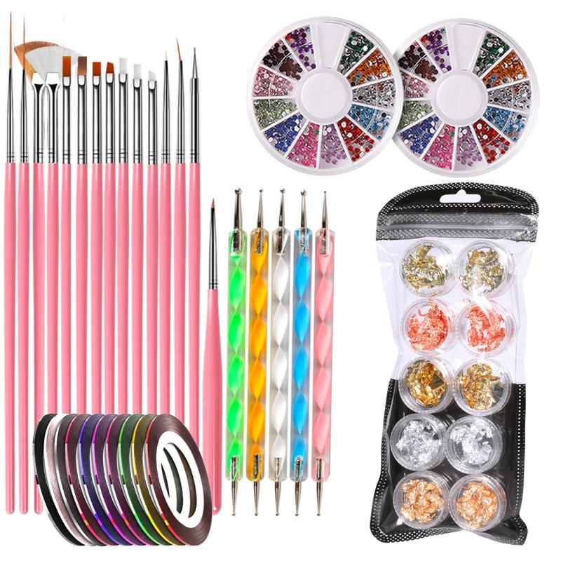 Buy Nail Art Tool Set Painted Nail Pen Round Drill Disk Tinfoil Point Drill Tool Diy Nail Art