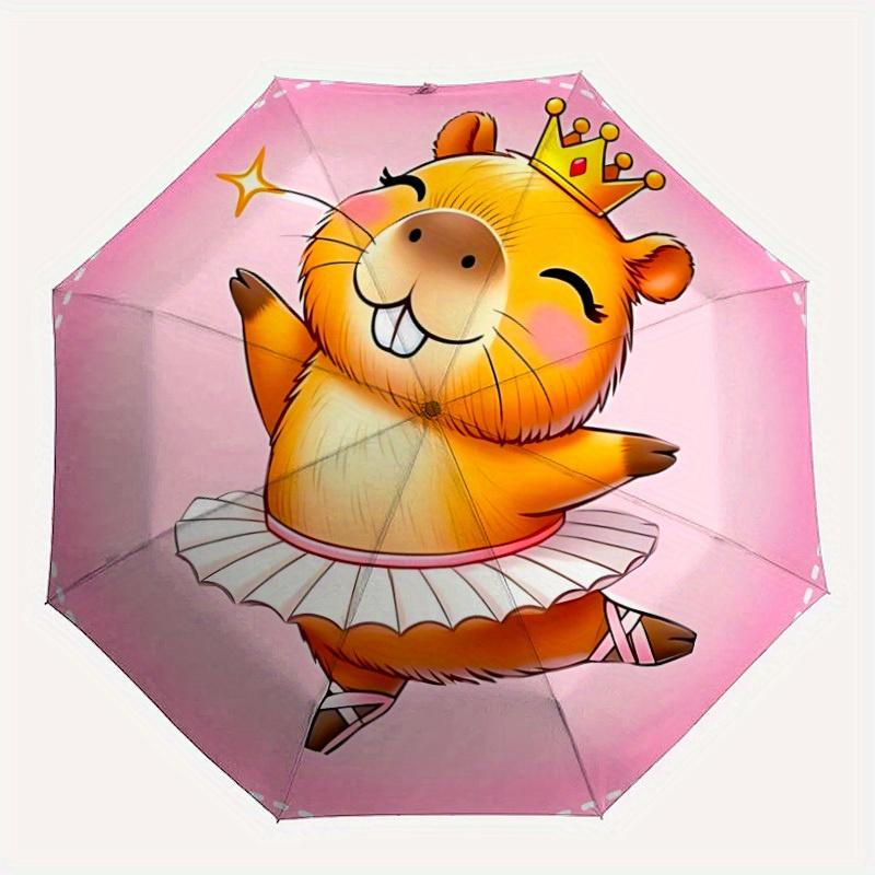 1pc Capybara Ballerina Automatic Open/Close Umbrella, Portable Folding umbrella for Everyday Use y250826063