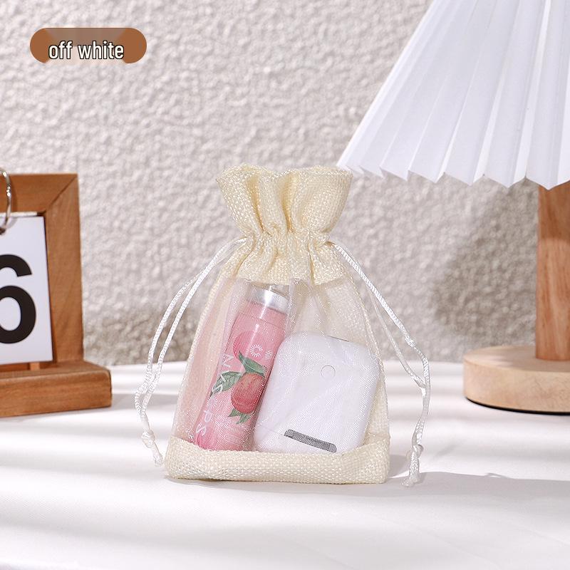 Drawstring Linen Jewelry Gift Bag - Composite Linen Storage Bag Available