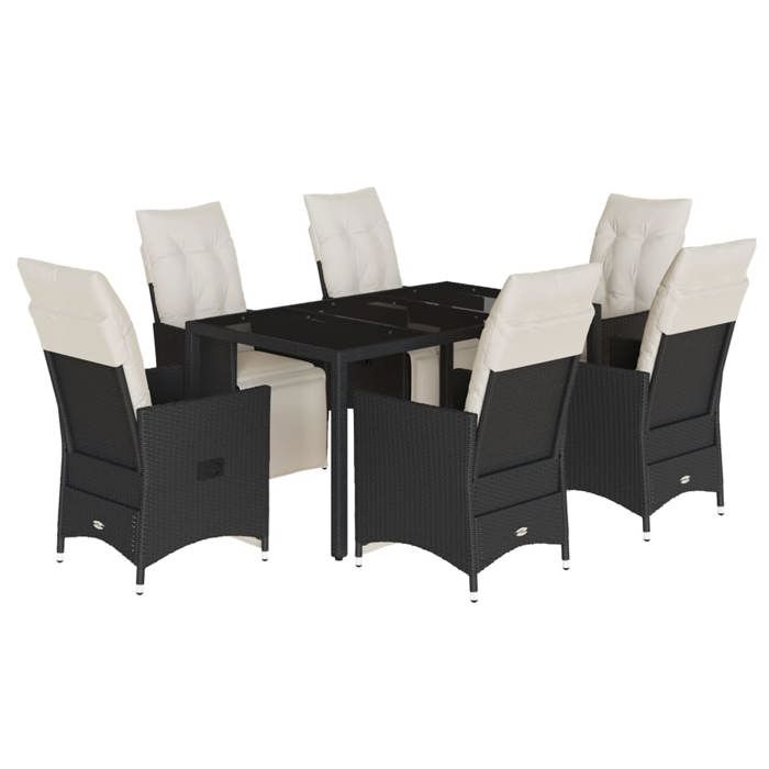 VidaXL Ensemble à manger de jardin coussins 7pcs Noir Résine tressée, ensemble de salle à manger d'extérieur, meuble de 3276866