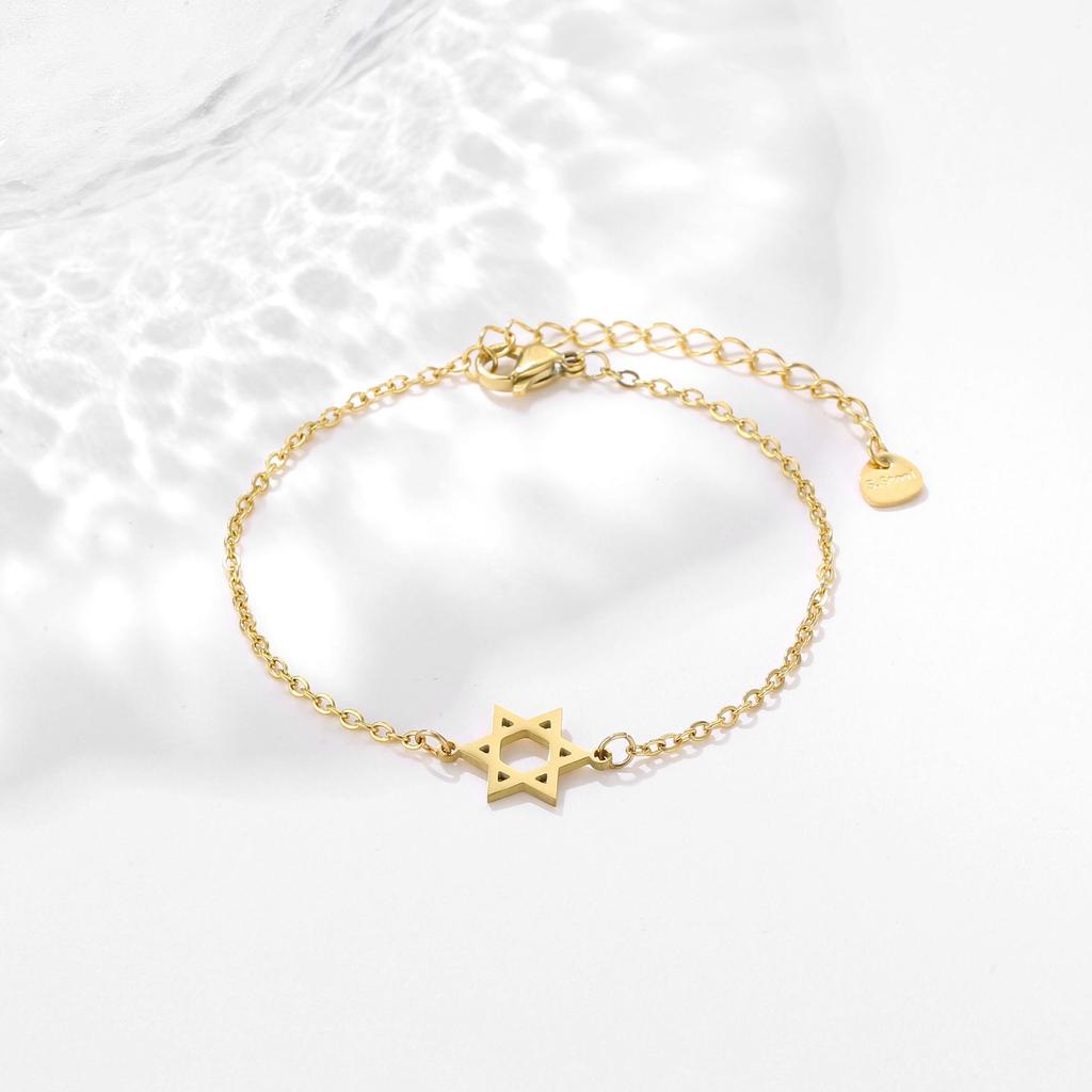 Mens Star of David Bracelet Titanium Steel Jewish Symbols Bracelet Men's Religious Amulets Jewelry Gifts