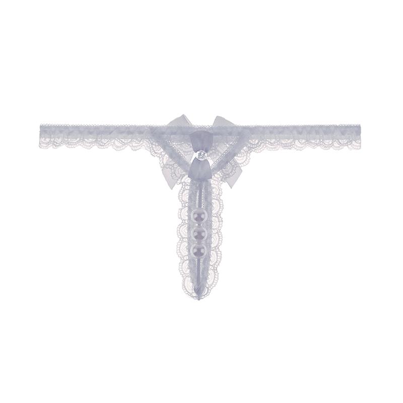 Erotic Panties Women's Thong Underwear Lace Hollows Out T back Low Waist See through Pearl Panties