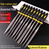Mini Assorted Steel File Set: Triangular & Flat Files for Metal & Wood Grinding