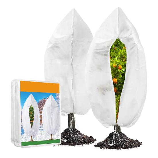 Plant Cold Proof Cover Freeze Protection Cover with Zipper Drawstring Breathable Frost Blanket for Outdoor Winter Shrubs Trees Potted Plants