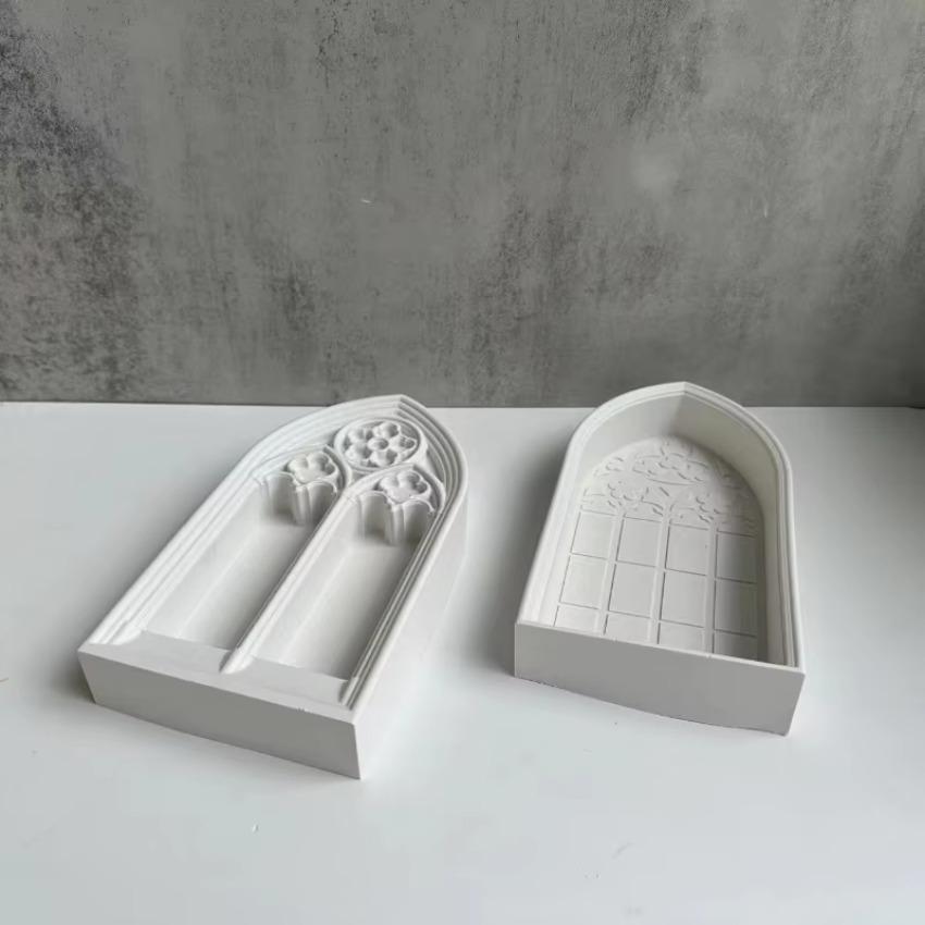 1 Pcs Jewelry Display Holder Tray DIY Dish Mold Church Window Crystal Epoxy Resin Mold Cabinet Storage Box Silicone Mould