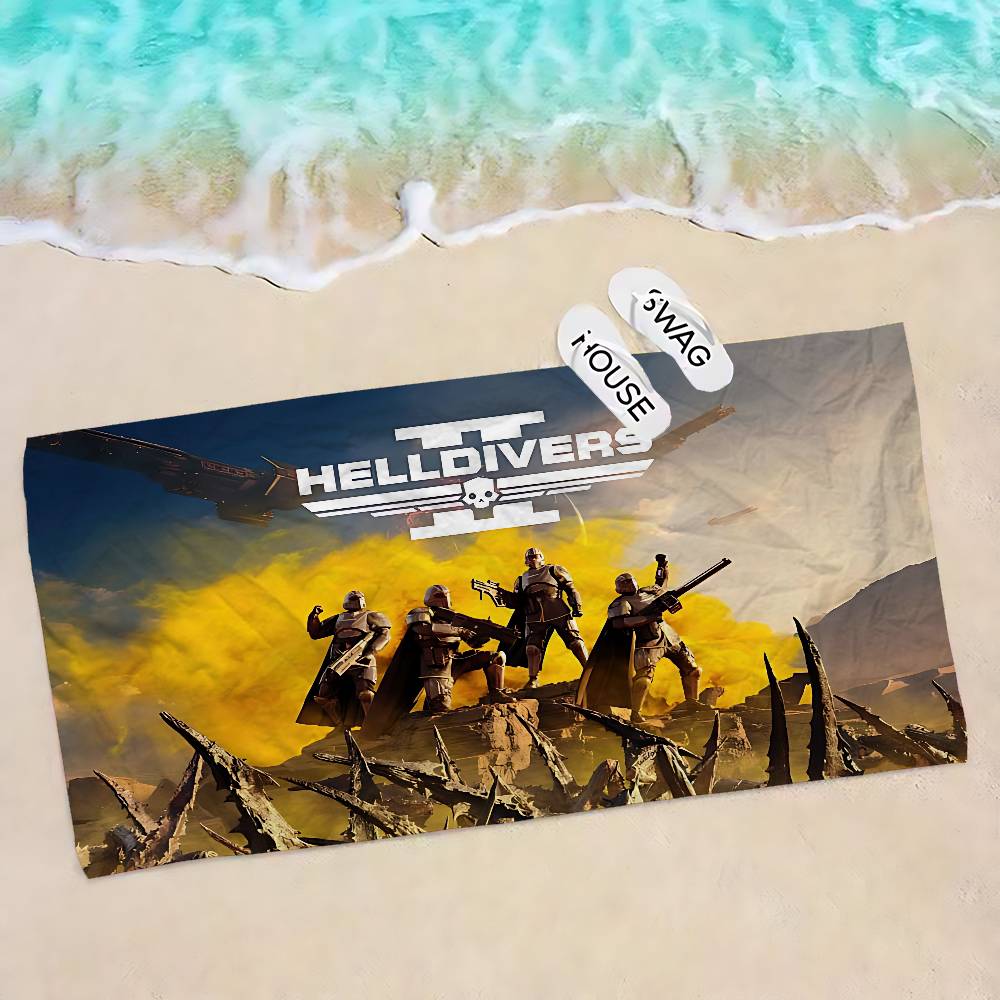 Video Game H-Helldivers Microfiber Printed Beach Towel Mountain Climbing Yoga Beach Swimming Running Absorbent Soft Towel