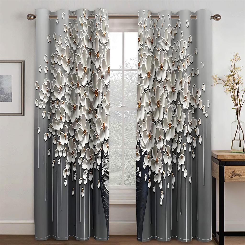 

3D Яркие розовые цветочные шторы Романтическая любовь 2 панели подходят для гостиной, спальни, кухни, балкона, окна, украшения 50W130H(CM)X2PCS&Hook