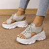 Muffin breathable thick-soled fish mouth sandals women's spring and summer new straps fly-woven high-heeled sports sandals