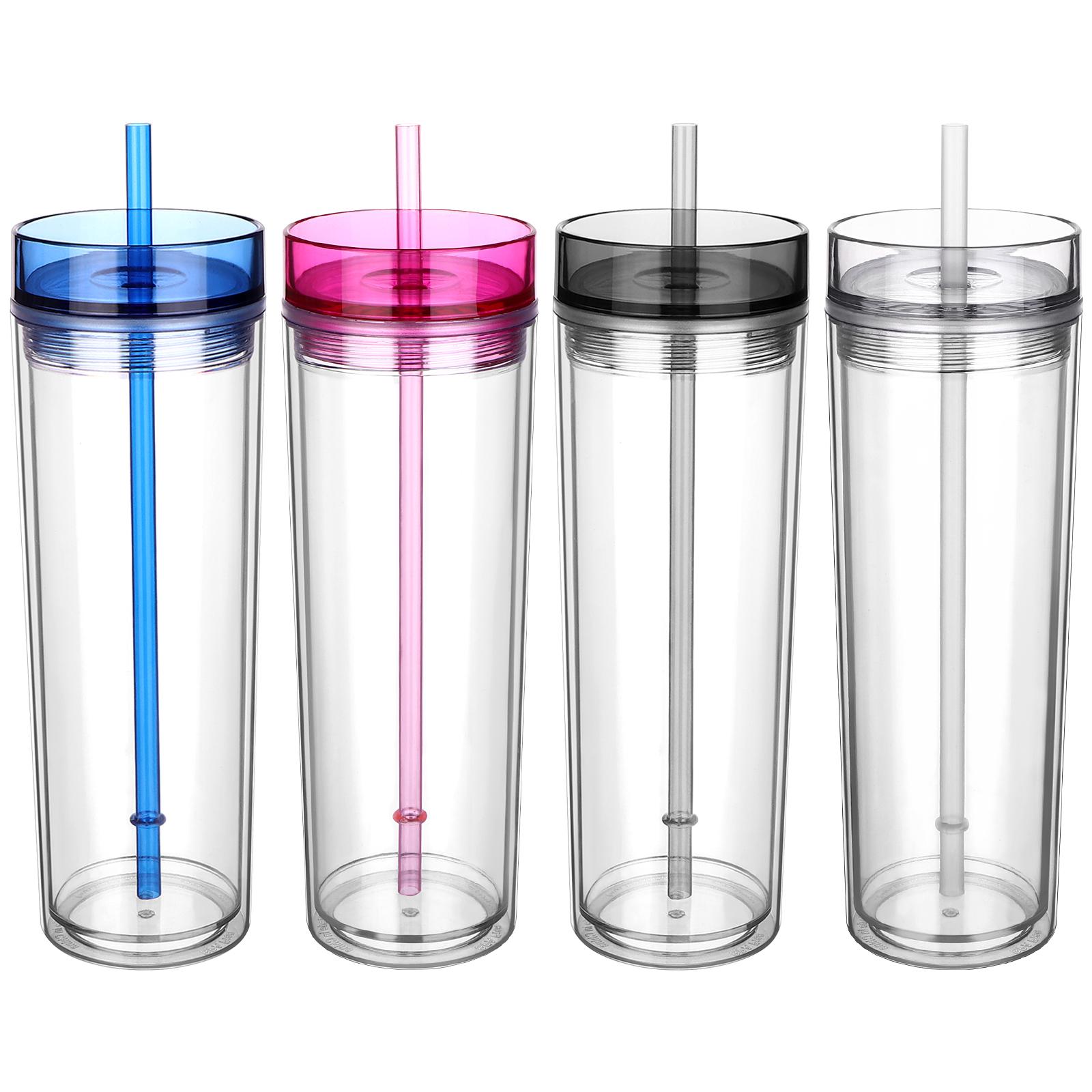 

Yxsjas Plastic Skinny Tumblers Bulk 4 Colored Acrylic Tumblers With Lids Double Wall Tumbler With Straw Acrylic Tumblers Cleaner A