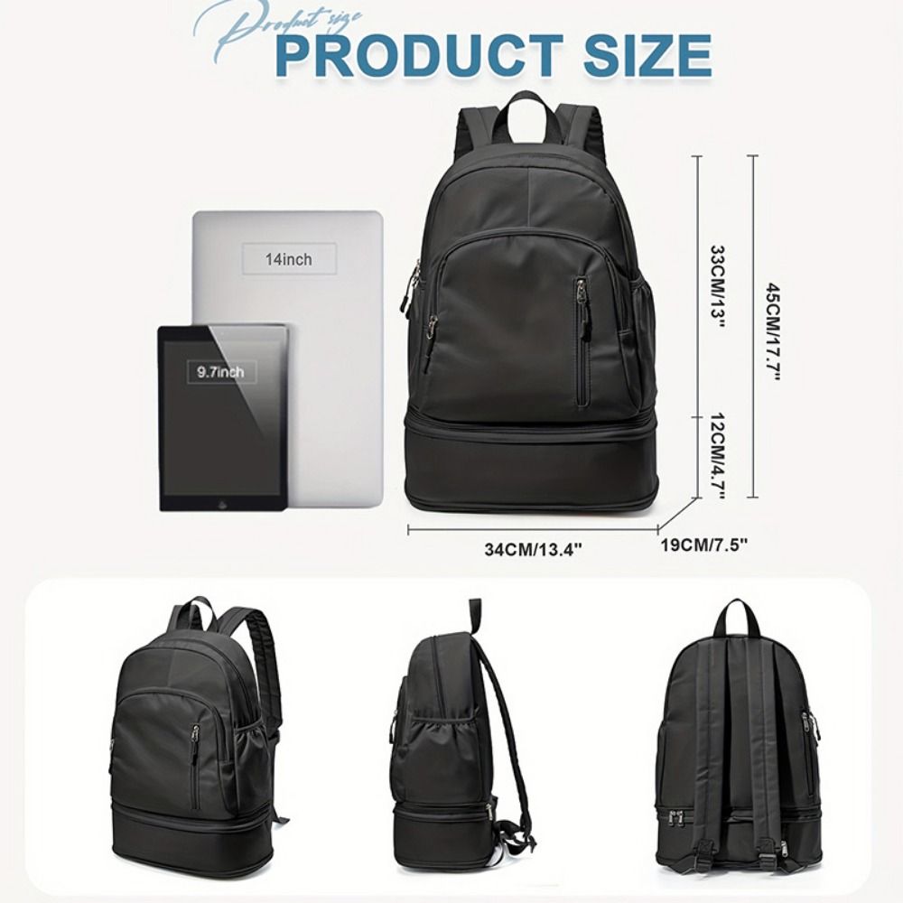 Large Capacity College Student Backpack Wet Dry Separation Students School Bags  Unisex