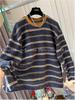 Plus Size Striped Long Sleeve Fluffy T-Shirt for Women - Cozy Winter Casual Wear