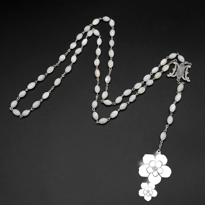 Mother-of-Pearl Rose Rosary with Italian Crucifix